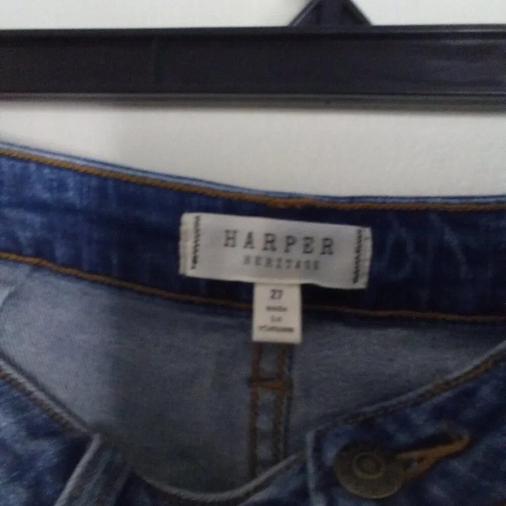 Harper Heritage Shorts Women 27 Button Fly Raw Hem Denim Blue